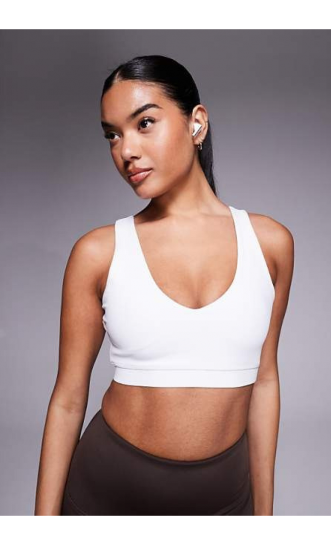 4505 racer back medium support sports bra in white