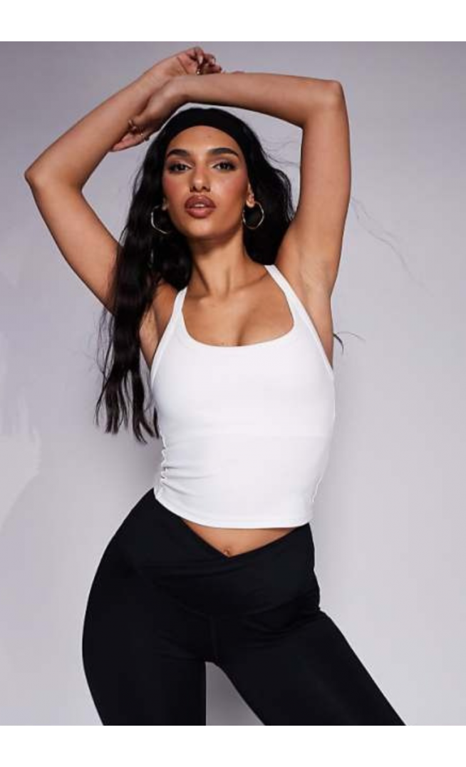 4505 Icon soft touch yoga cami with inner bra in white