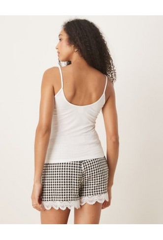 Gina Tricot jersey strappy cami top in white