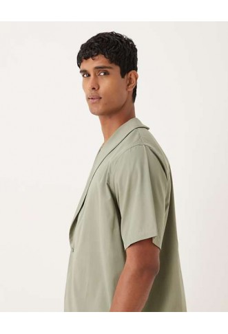 ASOS DESIGN boxy relaxed wrap shirt in khaki