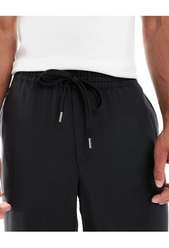 ASOS DESIGN wide leg trouser in black