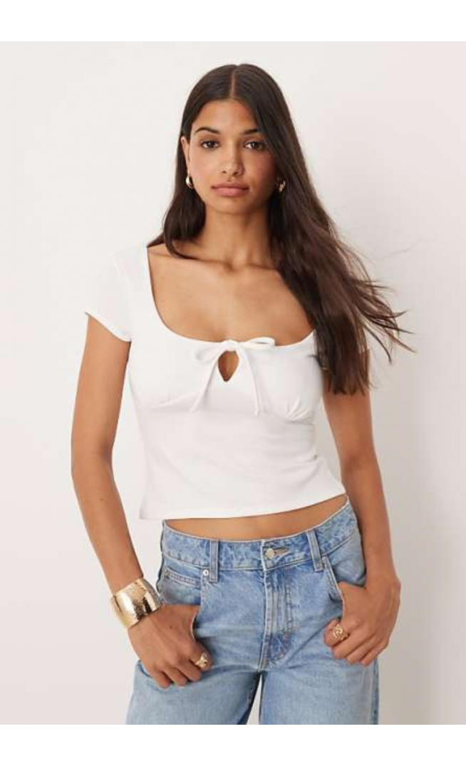 ASOS DESIGN milkmaid cap sleeve ruched bust top