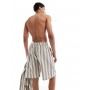 Sol Beach stripe crochet beach shorts in grey and white