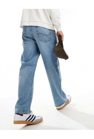 Jack & Jones Alex baggy jeans in mid blue vintage wash