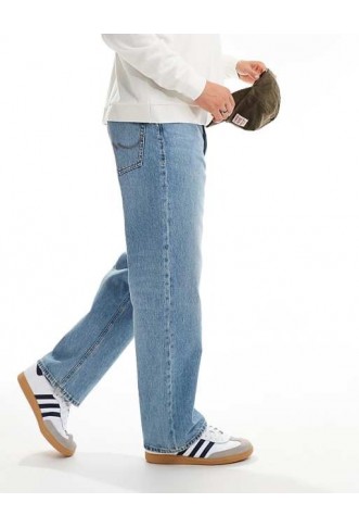 Jack & Jones Alex baggy jeans in mid blue vintage wash