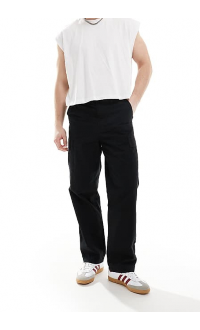 JJ Rebel loose fit cargo trouser in black
