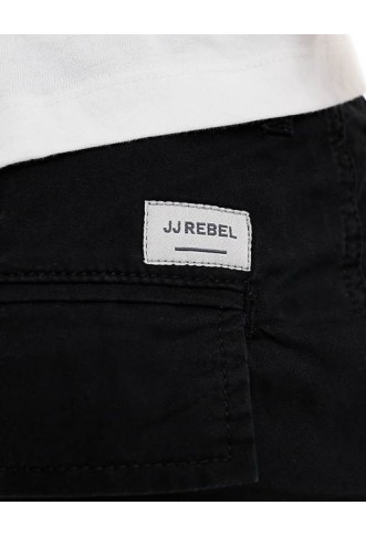 JJ Rebel loose fit cargo trouser in black