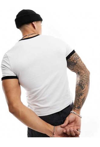 ASOS DESIGN muscle-fit ringer t-shirt in white