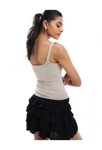 Bershka shaping square neck cami top in taupe