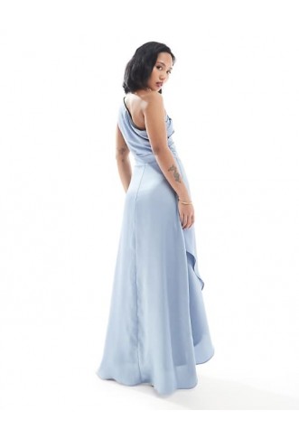 TFNC Petite Bridesmaid one shoulder satin maxi dress