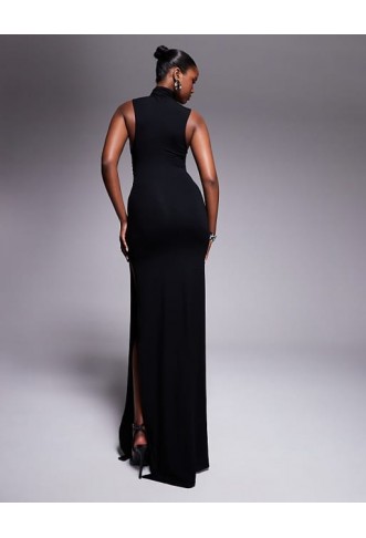 ASOS DESIGN high neck ruched asymmetric seam