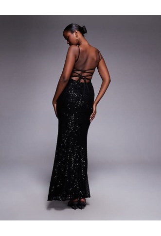 ASOS DESIGN embellished grid sequin maxi dress