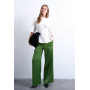 Topshop Satin tie waist wide leg trouser in green