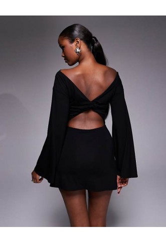 ASOS DESIGN angel sleeve boat neck mini dress
