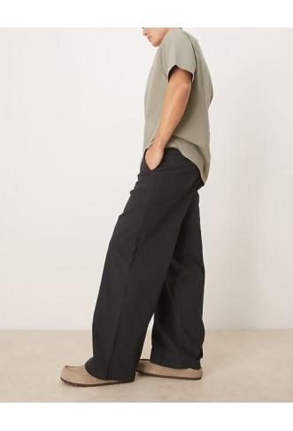 ASOS DESIGN loose chinos in black
