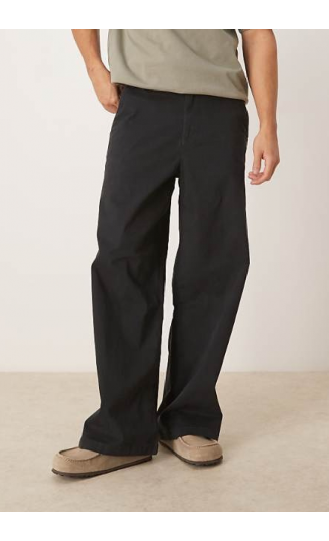 ASOS DESIGN loose chinos in black
