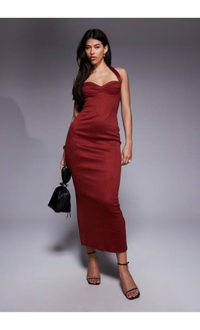 ASOS DESIGN structured corseted midi dress