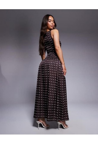 Kaiia exclusive satin high square neck dress