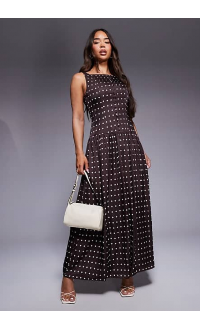 Kaiia exclusive satin high square neck dress