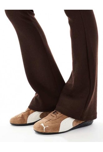 ASOS DESIGN heavyweight rib flare trouser in chocolate