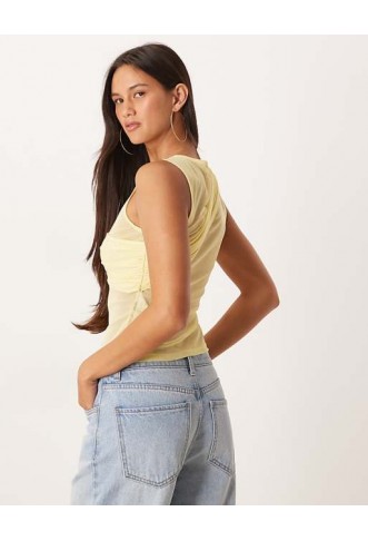 ASOS DESIGN sheer mesh layered twist vest top