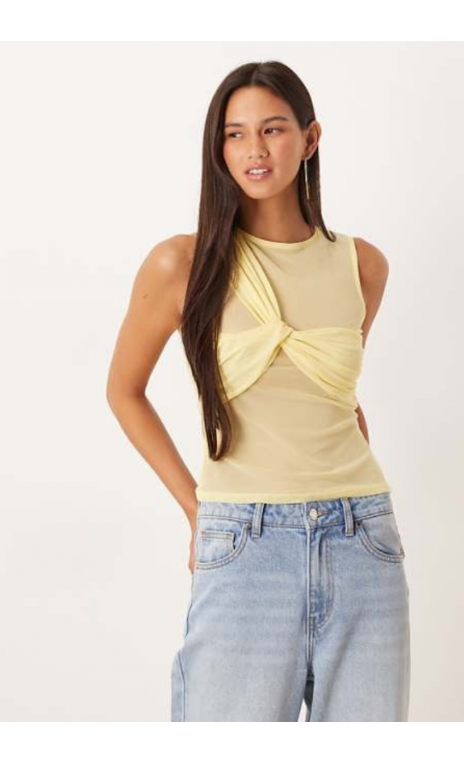 ASOS DESIGN sheer mesh layered twist vest top