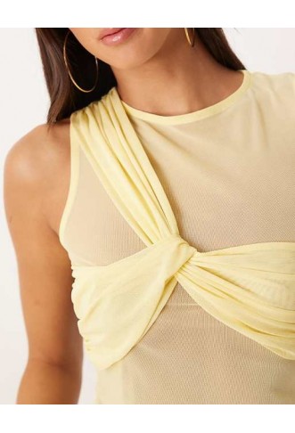ASOS DESIGN sheer mesh layered twist vest top
