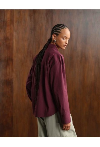 ASOS DESIGN oversized poplin shirt with contrast tie