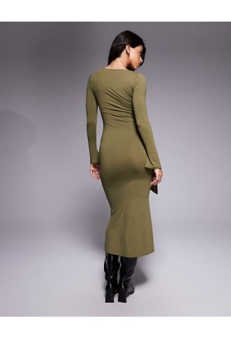 ASOS DESIGN long sleeve wrap waist midi dress