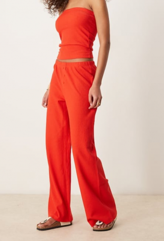 ASOS DESIGN wide leg waffle...