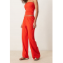 ASOS DESIGN wide leg waffle trouser in red