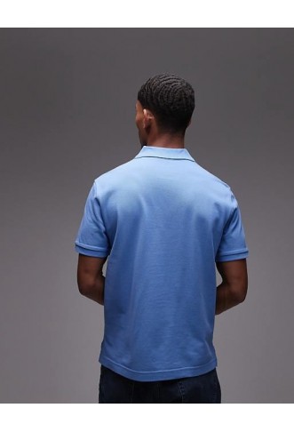 ARKET pique jersey short sleeve polo shirt in blue