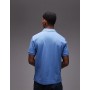 ARKET pique jersey short sleeve polo shirt in blue