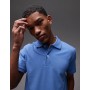 ARKET pique jersey short sleeve polo shirt in blue