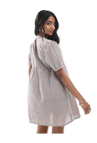 Wednesday's Girl gingham smock mini dress