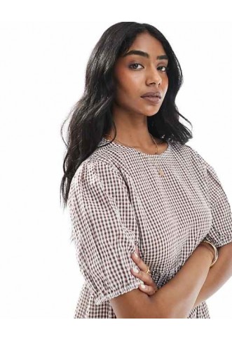 Wednesday's Girl gingham smock mini dress