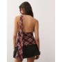 Reclaimed Vintage top with scarf in spliced burgundy