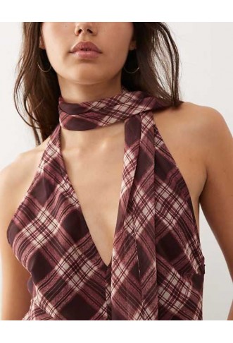 Reclaimed Vintage top with scarf in spliced burgundy