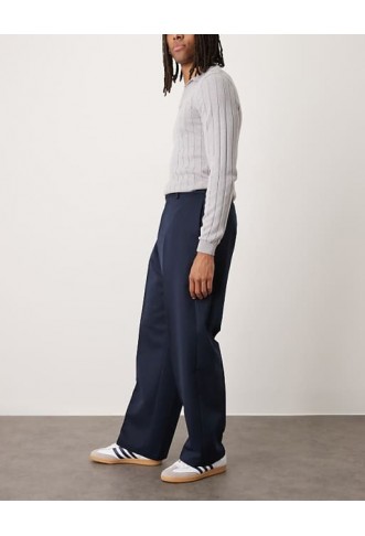 ASOS DESIGN smart wide leg trousers in navy