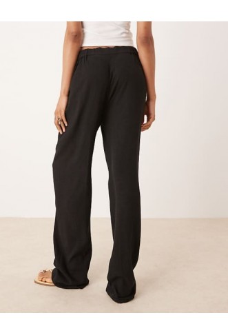 ASOS DESIGN Tall pleat front tapered trousers with linen