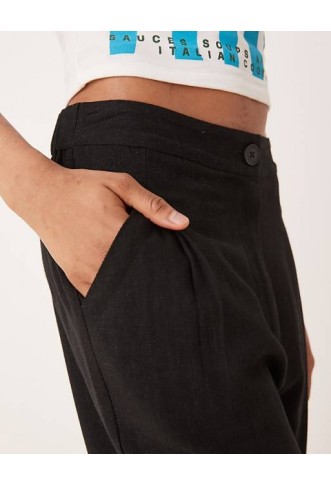 ASOS DESIGN Tall pleat front tapered trousers with linen