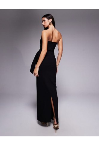 Vesper bengaline bandeau drape front detail maxi dress