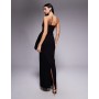 Vesper bengaline bandeau drape front detail maxi dress