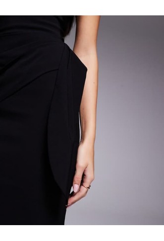 Vesper bengaline bandeau drape front detail maxi dress