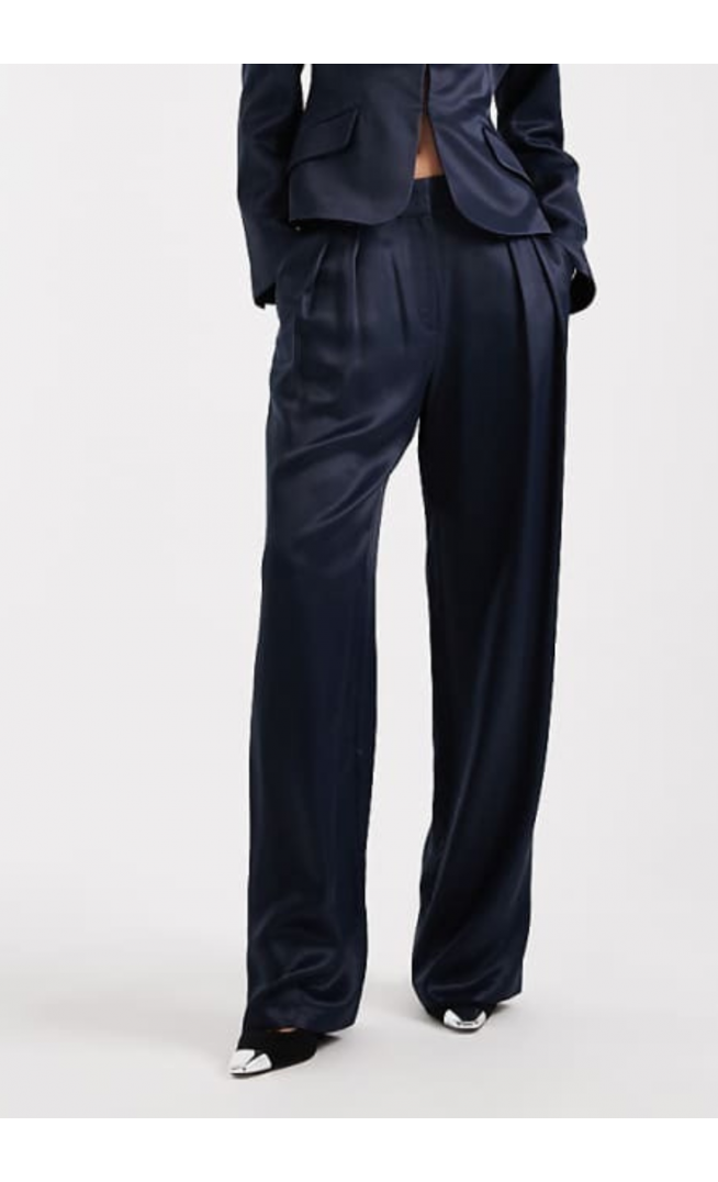 ASOS DESIGN tailored satin wide leg trousers