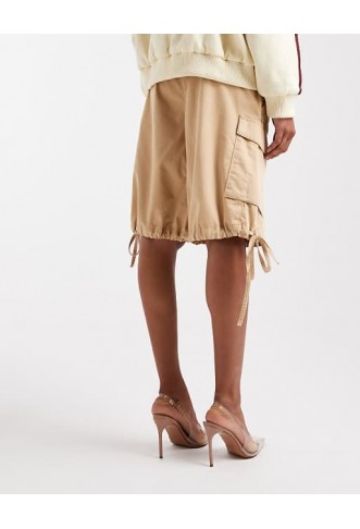 ASOS DESIGN cargo pocket long line short in khaki