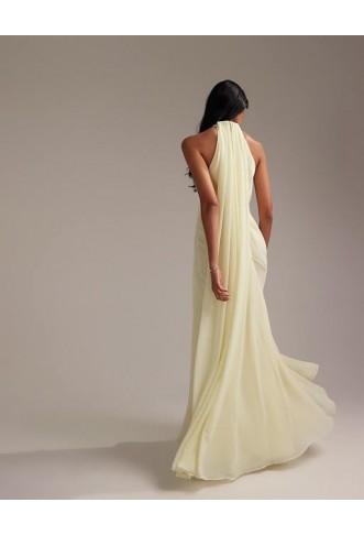 ASOS DESIGN Bridesmaids grecian draped halter Maxi Dress