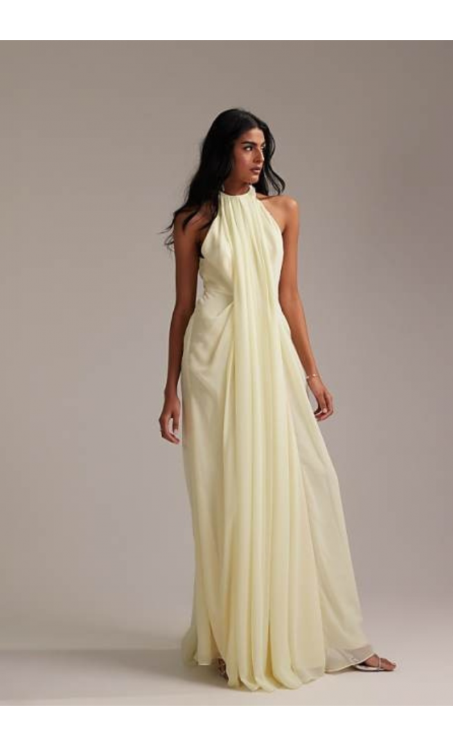 ASOS DESIGN Bridesmaids grecian draped halter Maxi Dress