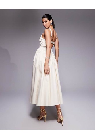 ASOS DESIGN structured bust detail full skirt midi dress