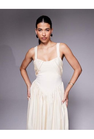 ASOS DESIGN structured bust detail full skirt midi dress